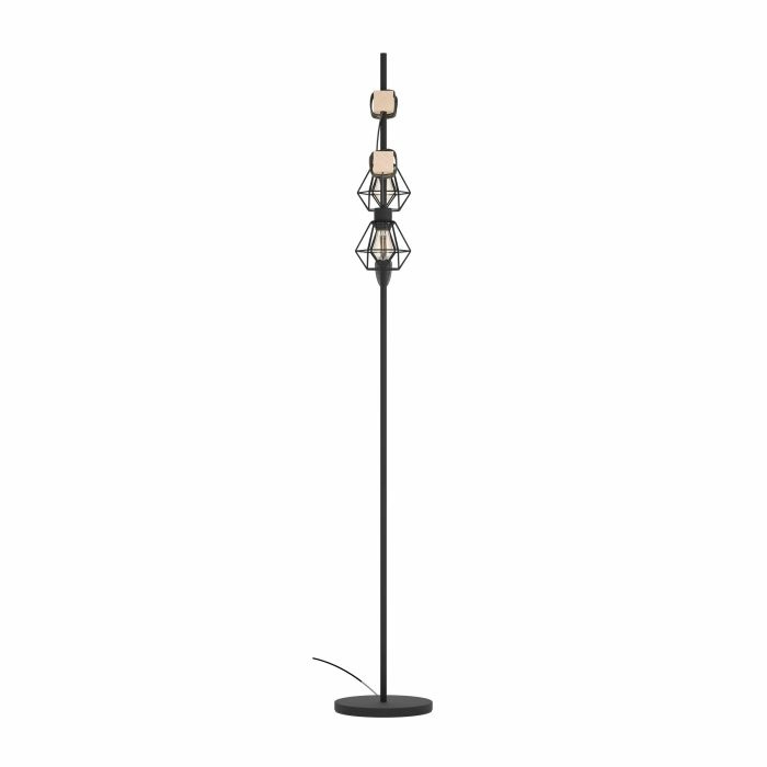 EGLO Lampada a Stelo Townshend 5 - Design Industriale Vintage, 2 Punti Luce, Acciaio Nero e Marrone, E27, Interruttore Incluso