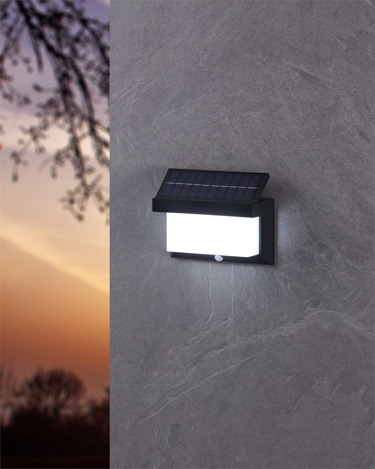 Eglo Utrera Lampada a Muro LED per Esterni con Rilevatore di Movimento, Timer, 800 Lumen, 5000K, IP44, Plastica Nera e Bianca
