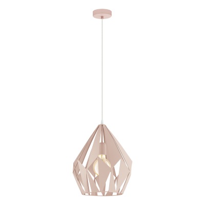 Eglo CARLTON-P Lampadario a Sospensione in Acciaio, 60 W, Albicocca Pastello, Ø 11 cm, Altezza 110 cm, E27