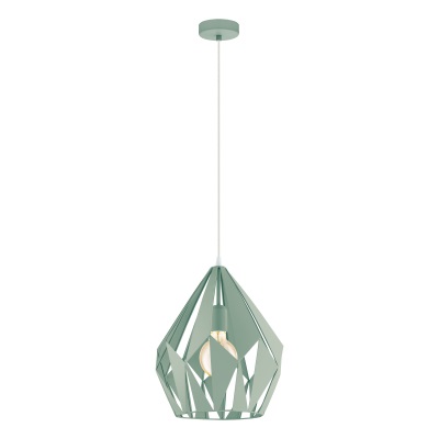 Eglo CARLTON-P Lampadario a Sospensione in Acciaio Verde Pastello, 60 W, E27