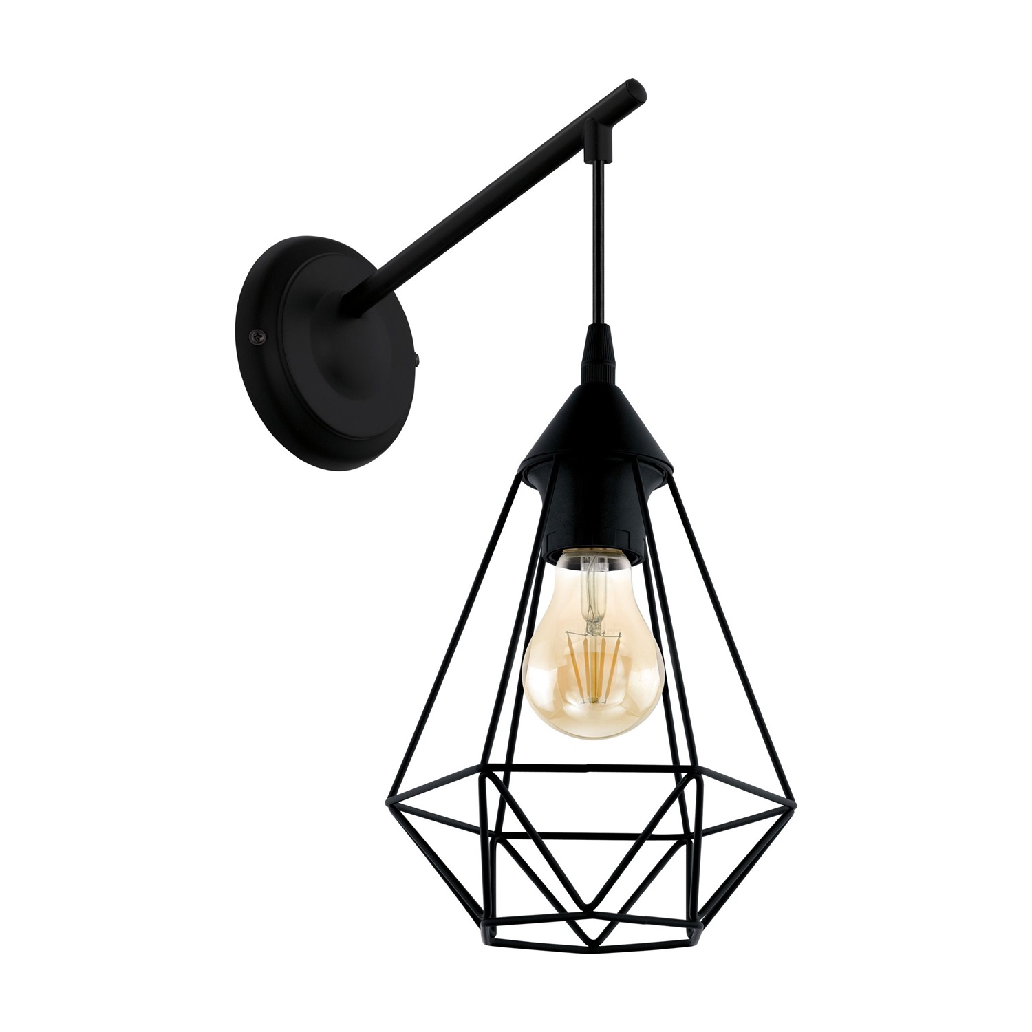 EGLO Tarbes Applique in Metallo Nero con Paralume a Diamante E27 1x60W