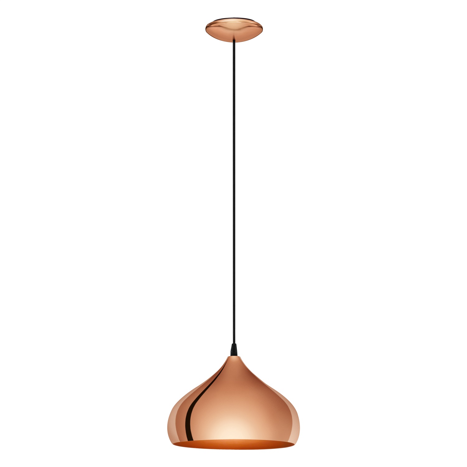 Eglo Hapton Lampadario a Sospensione in Argento e Rame Lucido, Attacco E27, Stile Vintage e Industriale