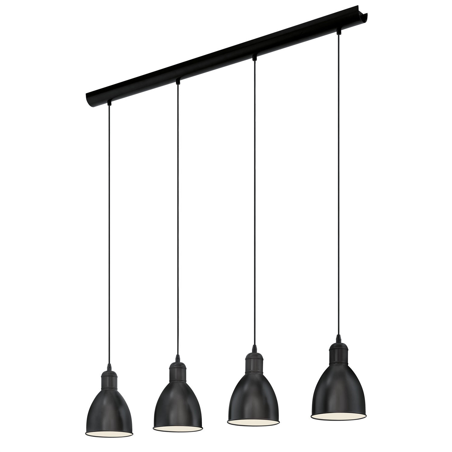 EGLO Lampada a Sospensione Priddy - Design Industriale Vintage, 4 Punti Luce, Acciaio Nero e Bianco, Attacco E27