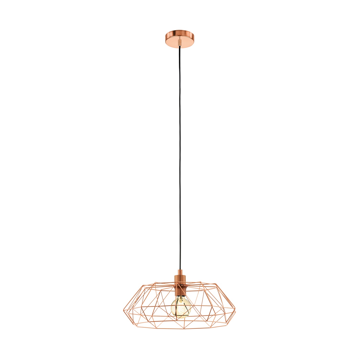 EGLO Carlton 2 Lampadario a Sospensione in Alluminio Rame Lucido, Diametro 45,5 cm, Altezza 110 cm, 1 x E27