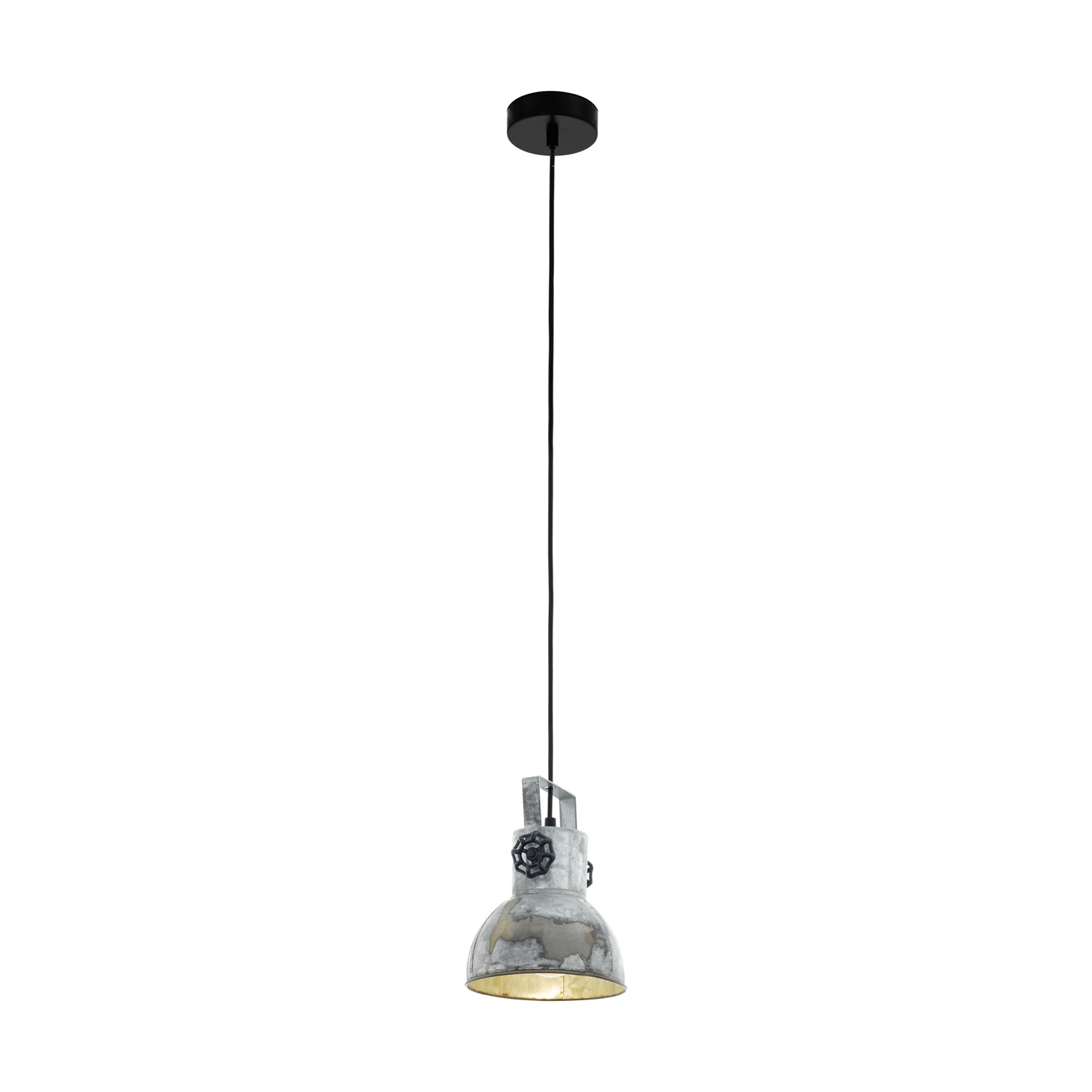 EGLO Barnstaple Lampada a Sospensione Vintage Industriale in Acciaio Effetto Zinco E27 - Dimensioni 118x110 cm