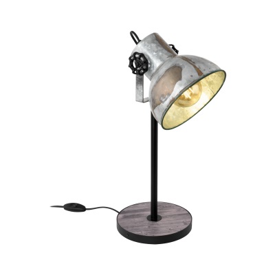 EGLO Barnstaple Lampada da tavolo Vintage Orientabile E27 40W Nero e Marrone in Acciaio e Legno