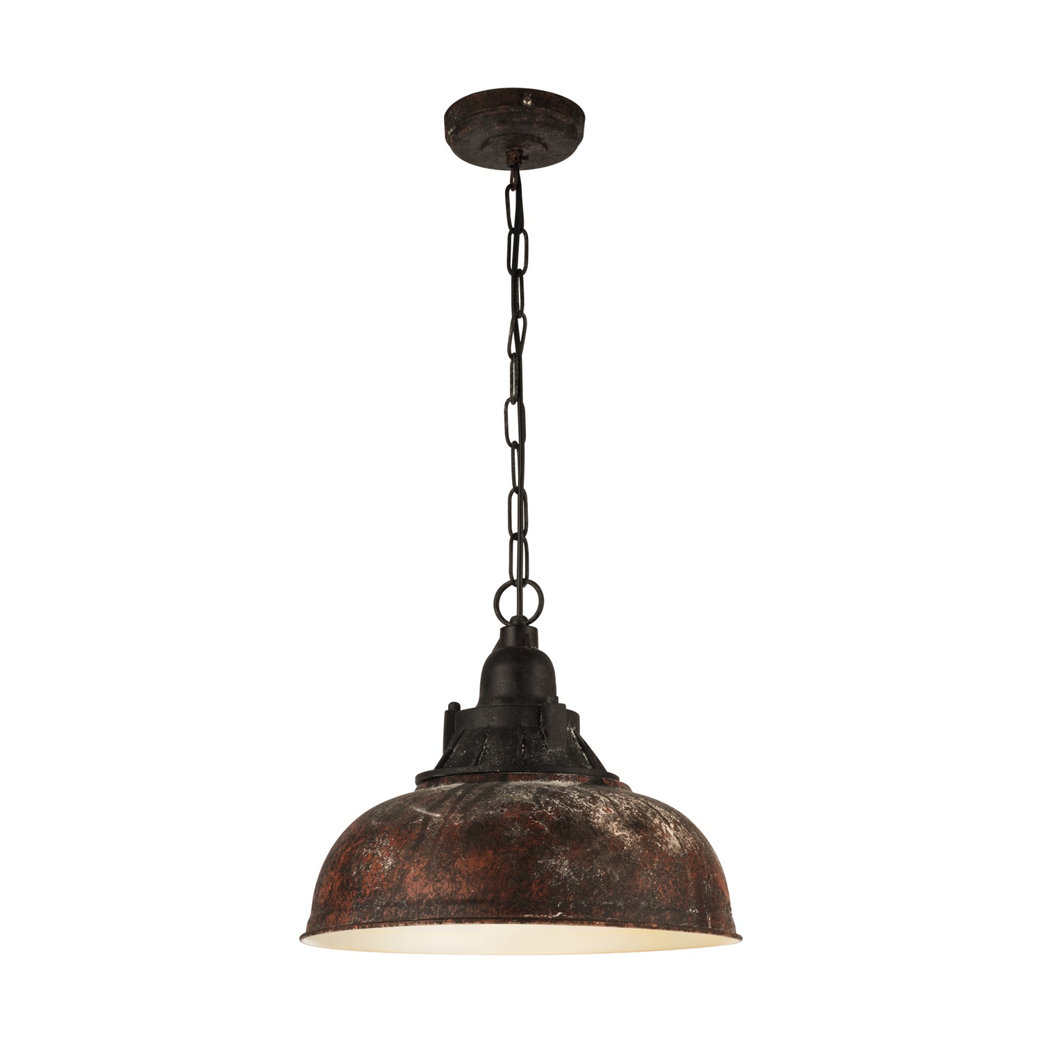 EGLO Lampada a Sospensione Grantham 1 - Design Vintage Industriale in Acciaio e Plastica, Marrone Antico e Nero, E27, Ø37cm
