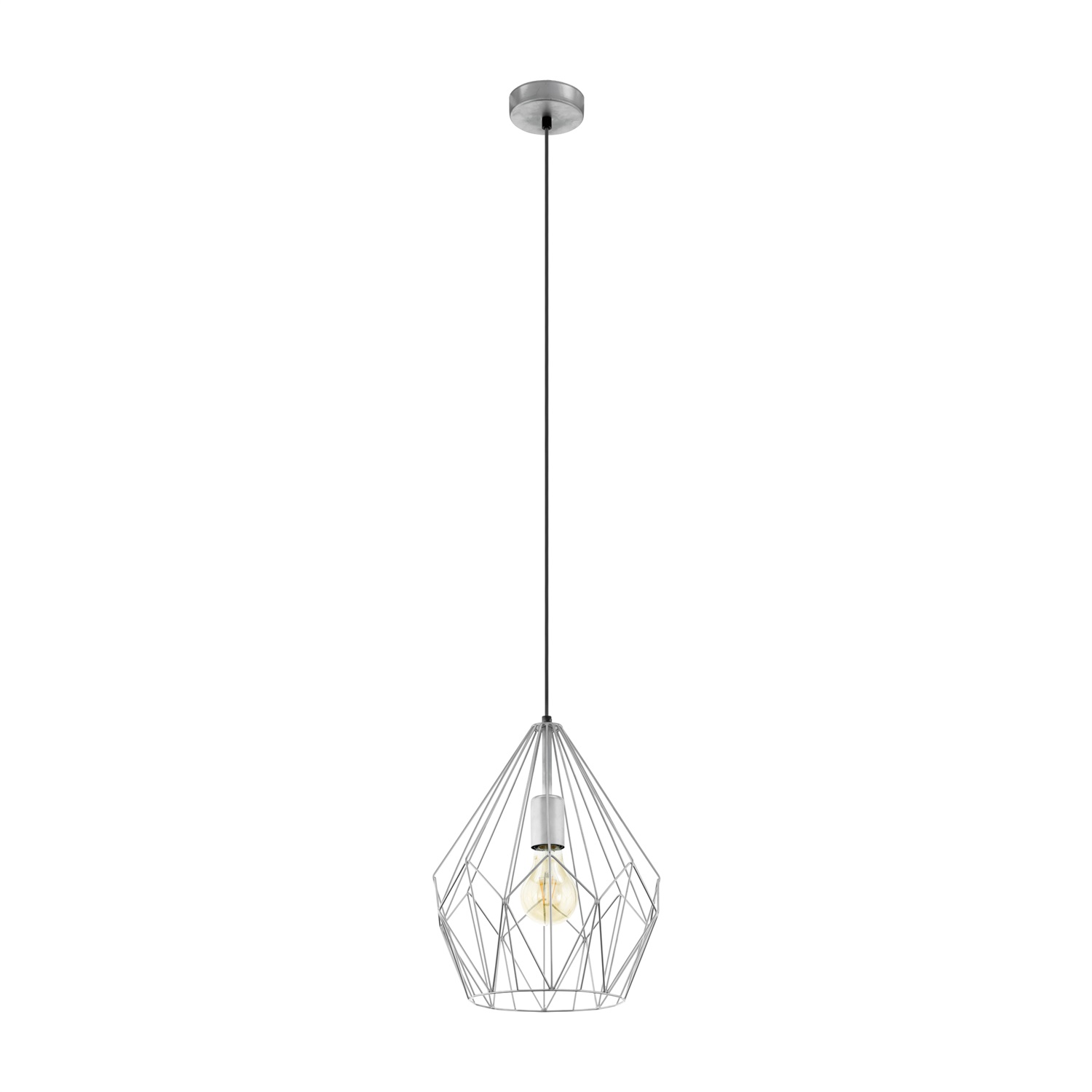 Eglo Carlton Lampada a Sospensione Vintage in Acciaio e Alluminio, Attacco E27, Diametro 31 cm, Altezza 110 cm, Stile Retrò e Industriale