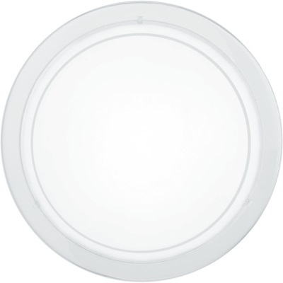 Eglo Plafoniera Planet 1 in Acciaio Bianco con Vetro Satinato, 1 Luce E27, Diametro 29 cm