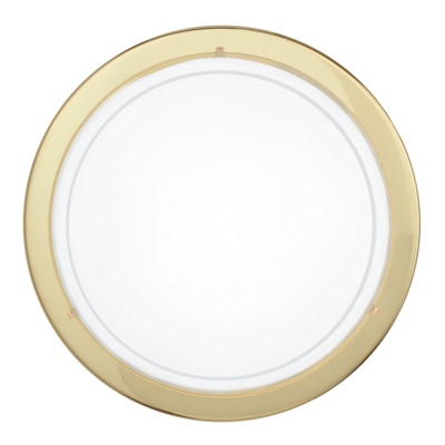 Eglo Planet 1 Lampada da Soffitto in Acciaio Ottone con Vetro Laccato Bianco, Attacco E27, 1 Luce