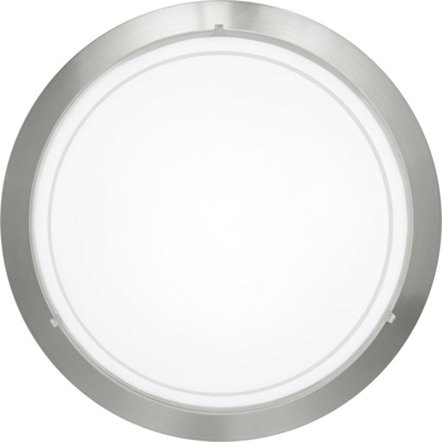 EGLO Planet 1 - Plafoniera da soffitto elegante in metallo argentato e vetro bianco, attacco E27, 1 luce