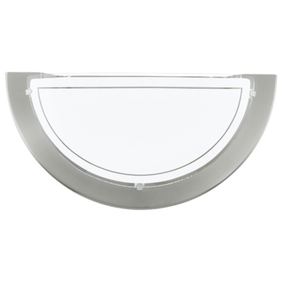 EGLO PLANET 1 Applique da Parete in Nichel Satinato e Vetro, Attacco E27, 60 W, Dimensioni 290x145 mm