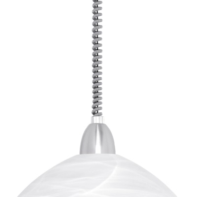 Eglo Lord 2 Lampadario a Sospensione Regolabile in Altezza, Metallo Argento e Vetro Alabastro Bianco, Attacco E27, 1x60W