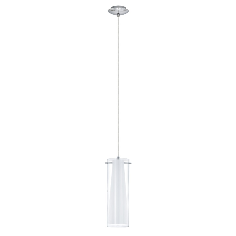 EGLO Pinto Lampada a Sospensione E27 in Metallo Cromato con Diffusore in Vetro Trasparente e Bianco Satinato - Design Neoclassico Ø30cm
