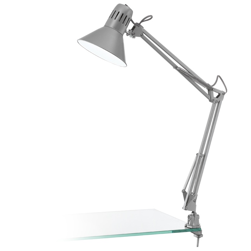 EGLO FIRMO Lampada da Tavolo Estendibile in Metallo e Policarbonato Argento 40 W E27 IP20