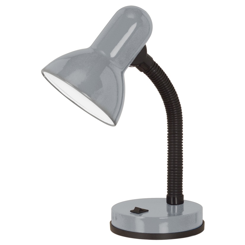 EGLO BASIC 1 Lampada da Tavolo Orientabile E27 1x40W Argento in Metallo e Plastica, Altezza 30 cm