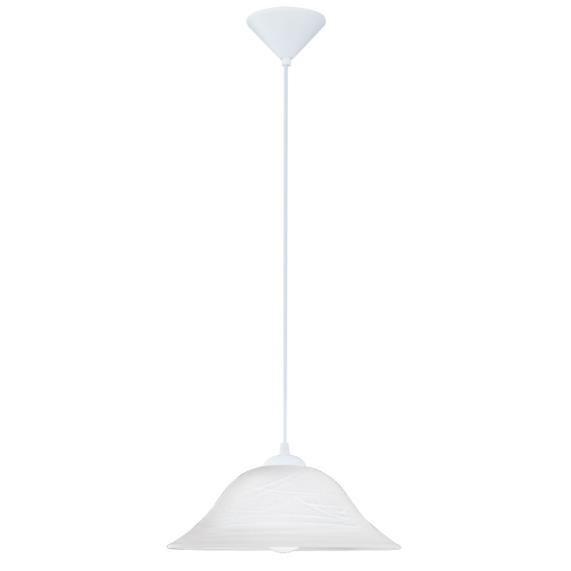 Eglo Albany Illuminazione da Soffitto E27 27W Bianco, Ø 26.5 cm, Altezza 15.5 cm, Acciaio Nichelato e Vetro Alabastro, IP20