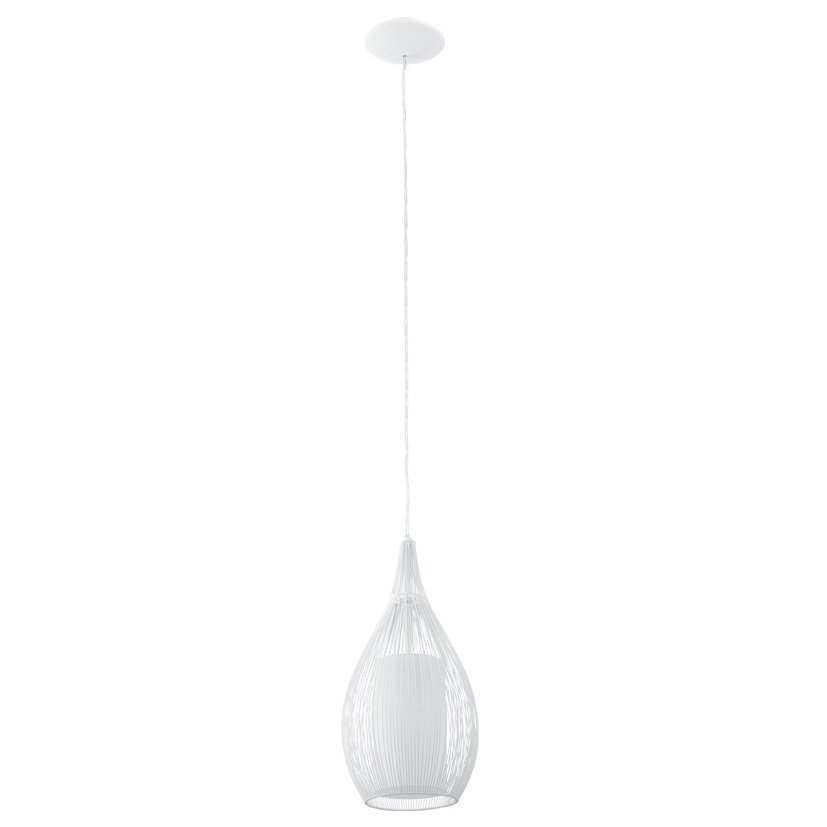 EGLO RAZONI Lampada a Sospensione E27 60 W in Acciaio Satinato Bianco - Design Minimalista