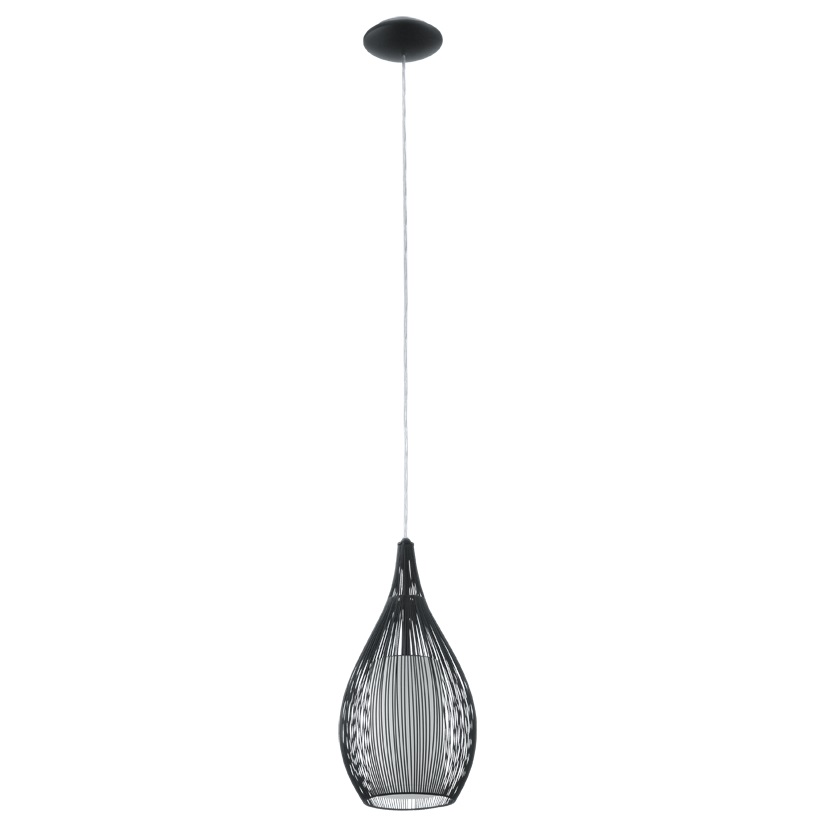 Eglo Lampada a Sospensione Razoni in Acciaio Satinato Nero, Design Semplice, Attacco E27