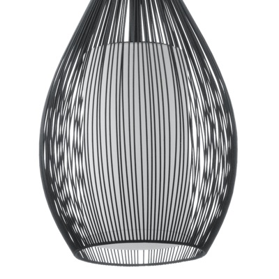 Eglo Lampada a Sospensione Razoni in Acciaio Satinato Nero, Design Semplice, Attacco E27