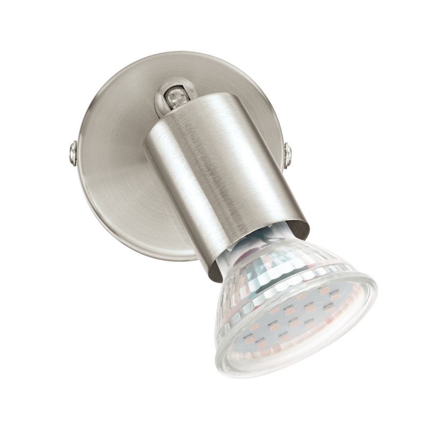 Eglo BUZZ-LED Spot Orientabile in Acciaio Satinato con Lampadina GU10 Inclusa - Design Moderno per Uso Interno