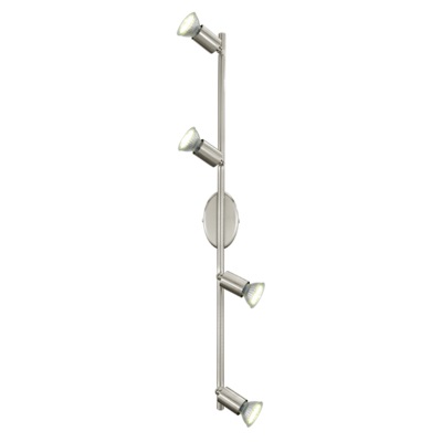 EGLO Buzz-LED Faretti 3 W, Cromo, MEDIUM - 4 luci GU10 orientabili in acciaio satinato, lunghezza 68.5 cm