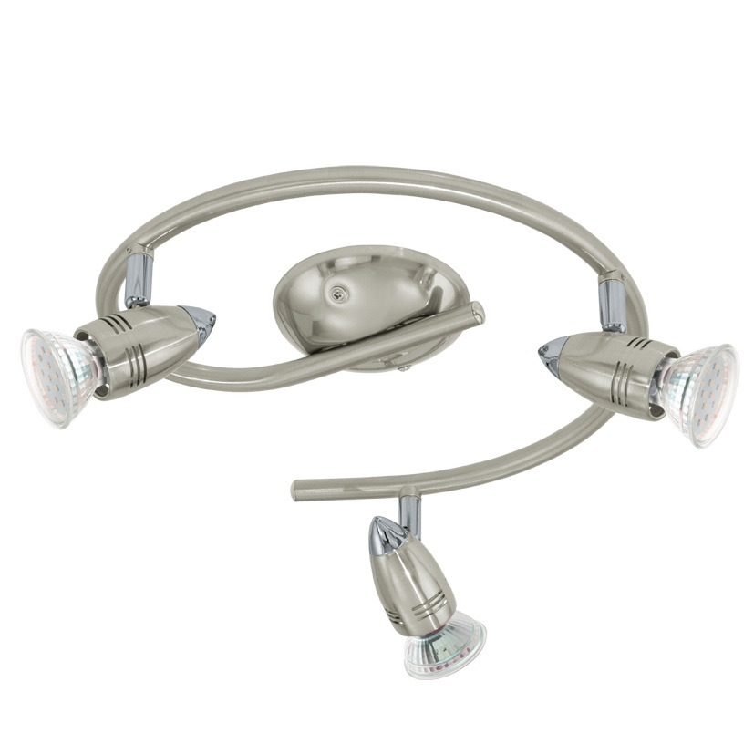 EGLO Magnum - Lampada da soffitto LED 3 luci GU10 3x3W 240lm 3000K nichel opaco e cromato, dimmerabile