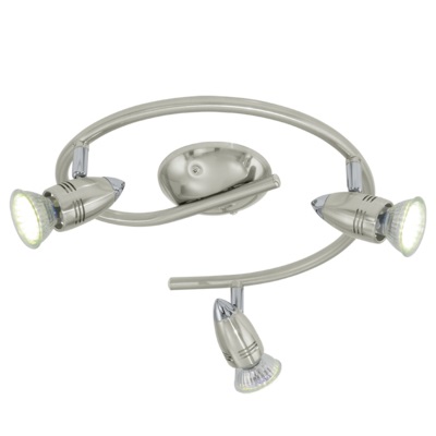 EGLO Magnum - Lampada da soffitto LED 3 luci GU10 3x3W 240lm 3000K nichel opaco e cromato, dimmerabile