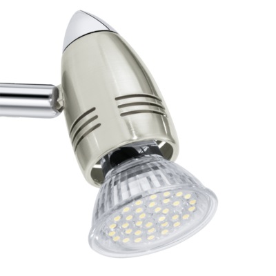 EGLO MAGNUM-LED Lampada da Soffitto a 6 Luci, Faretti in Metallo Nichel Opaco e Cromo, Dimmerabile, con Lampadine GU10, Luce Calda