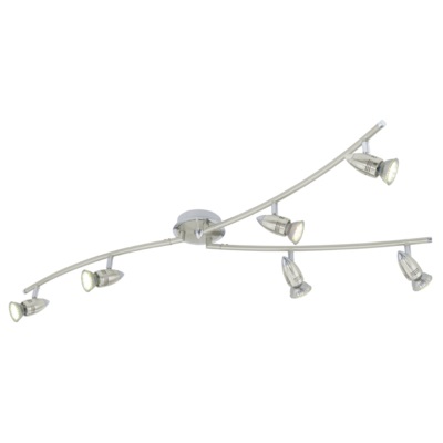 EGLO MAGNUM-LED Lampada da Soffitto a 6 Luci, Faretti in Metallo Nichel Opaco e Cromo, Dimmerabile, con Lampadine GU10, Luce Calda