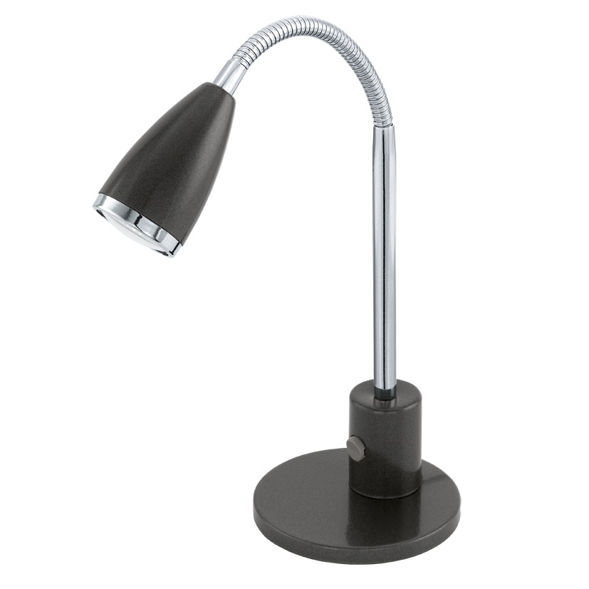 Eglo Lampada da Tavolo Contemporanea FOX in Metallo Nero e Cromo con Collo Flessibile e Luce LED GU10
