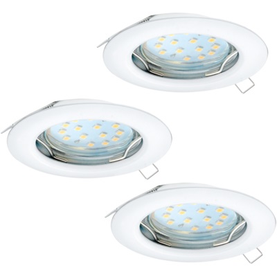 Eglo Faretto Ad Incasso Peneto in Acciaio Bianco - Set da 3 Luci GU10 2,8W con Lampadine LED Incluse