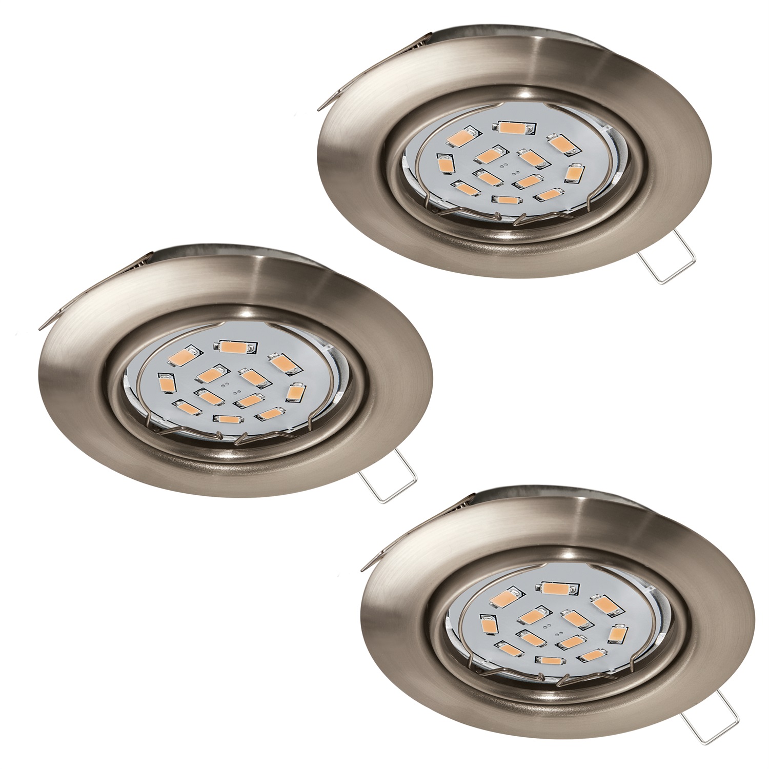 Eglo Faretto Ad Incasso Peneto in Acciaio Nichel Satinato - Set di 3 Luci Orientabili GU10 4,6W