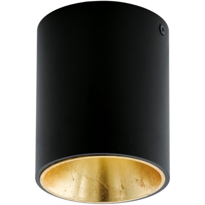Eglo Polasso Plafoniera LED 3,3 W in Metallo Nero e Oro, Diametro 10 cm, Luce Bianco Caldo