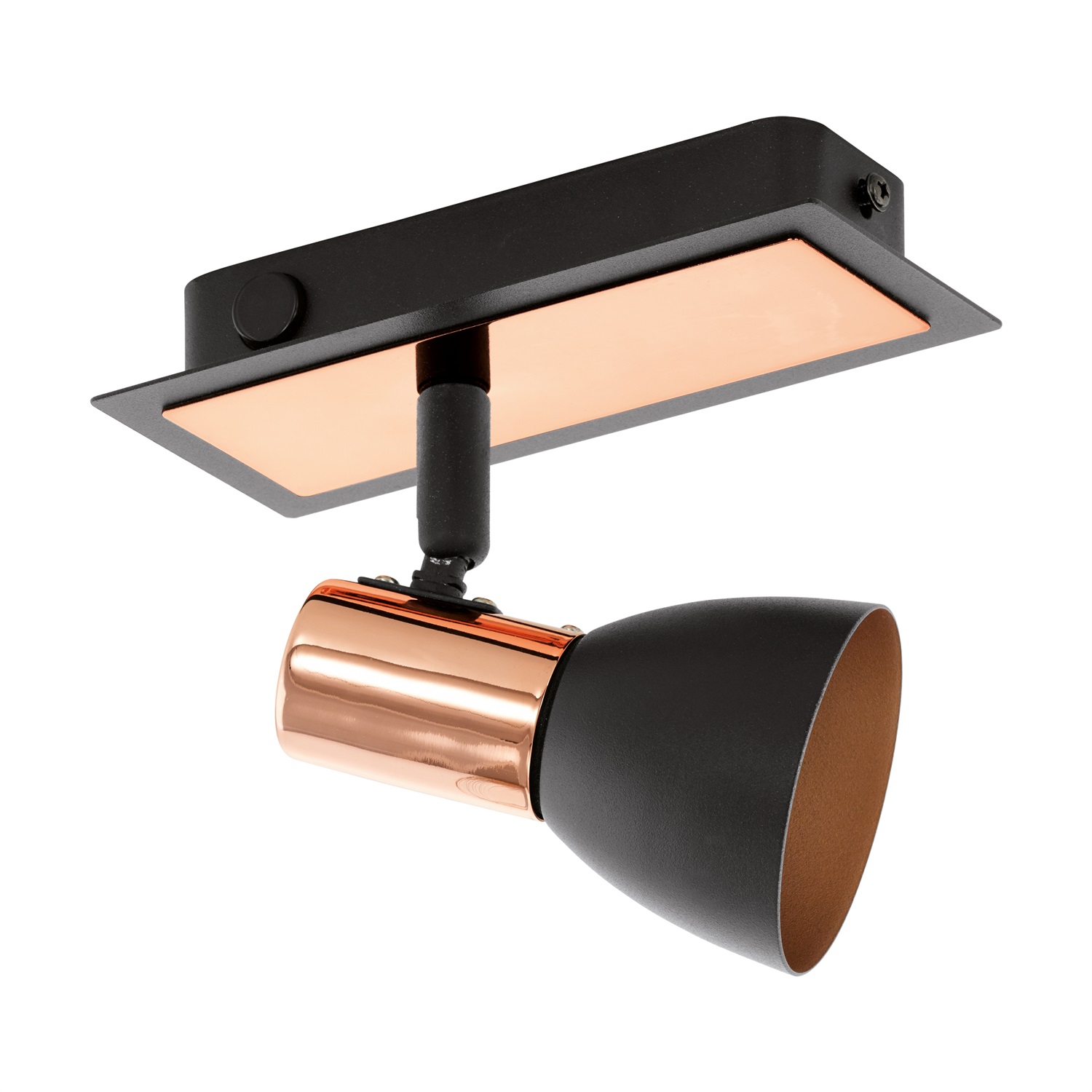 Eglo 94584 Spot Orientabile 6,6 W in Metallo Nero Opaco e Rame Lucido, Lampadina Non Sostituibile, Design Moderno