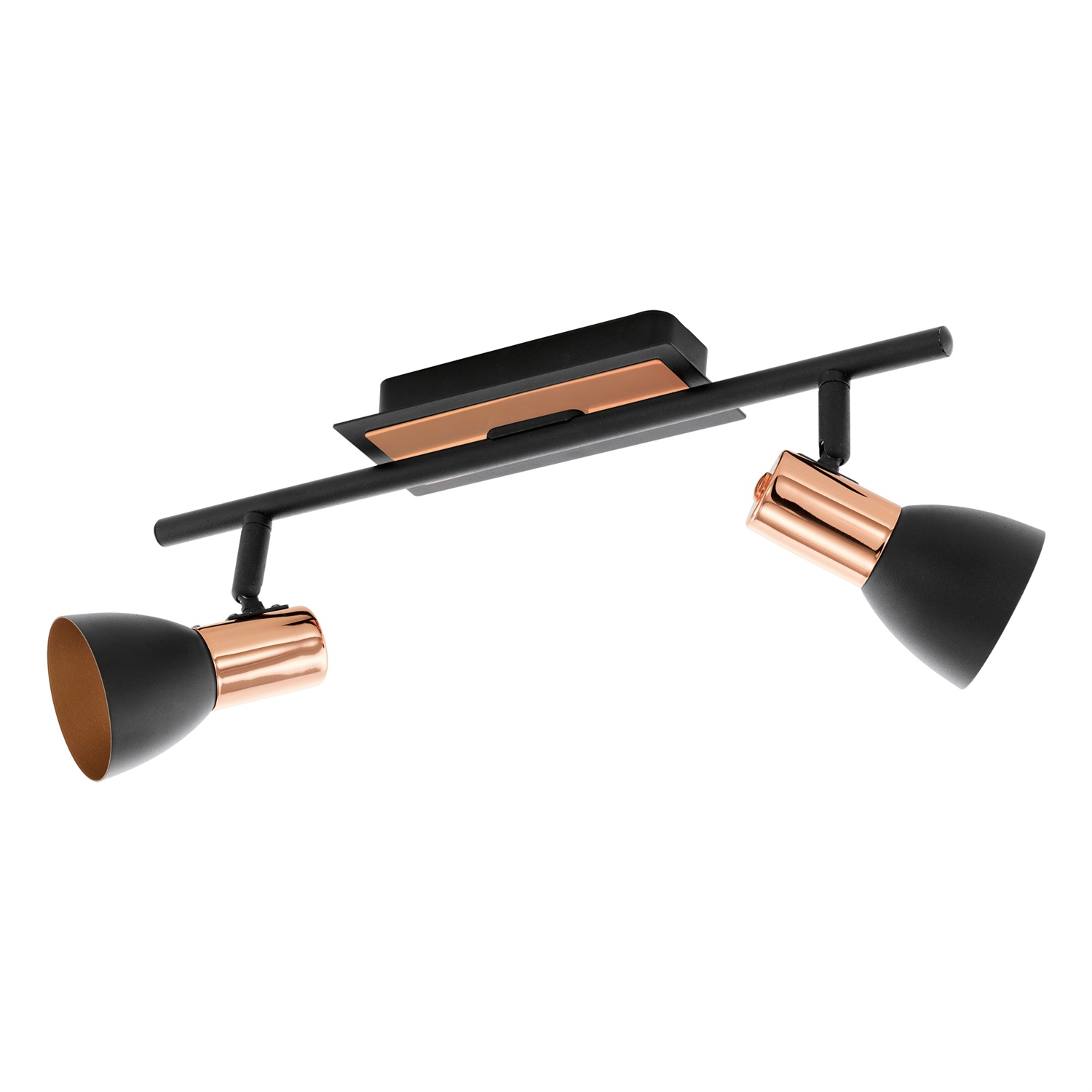 Eglo Barnham Faretto d'illuminazione da superficie 2 luci orientabile GU10 6,6 W in metallo nero opaco e rame lucido