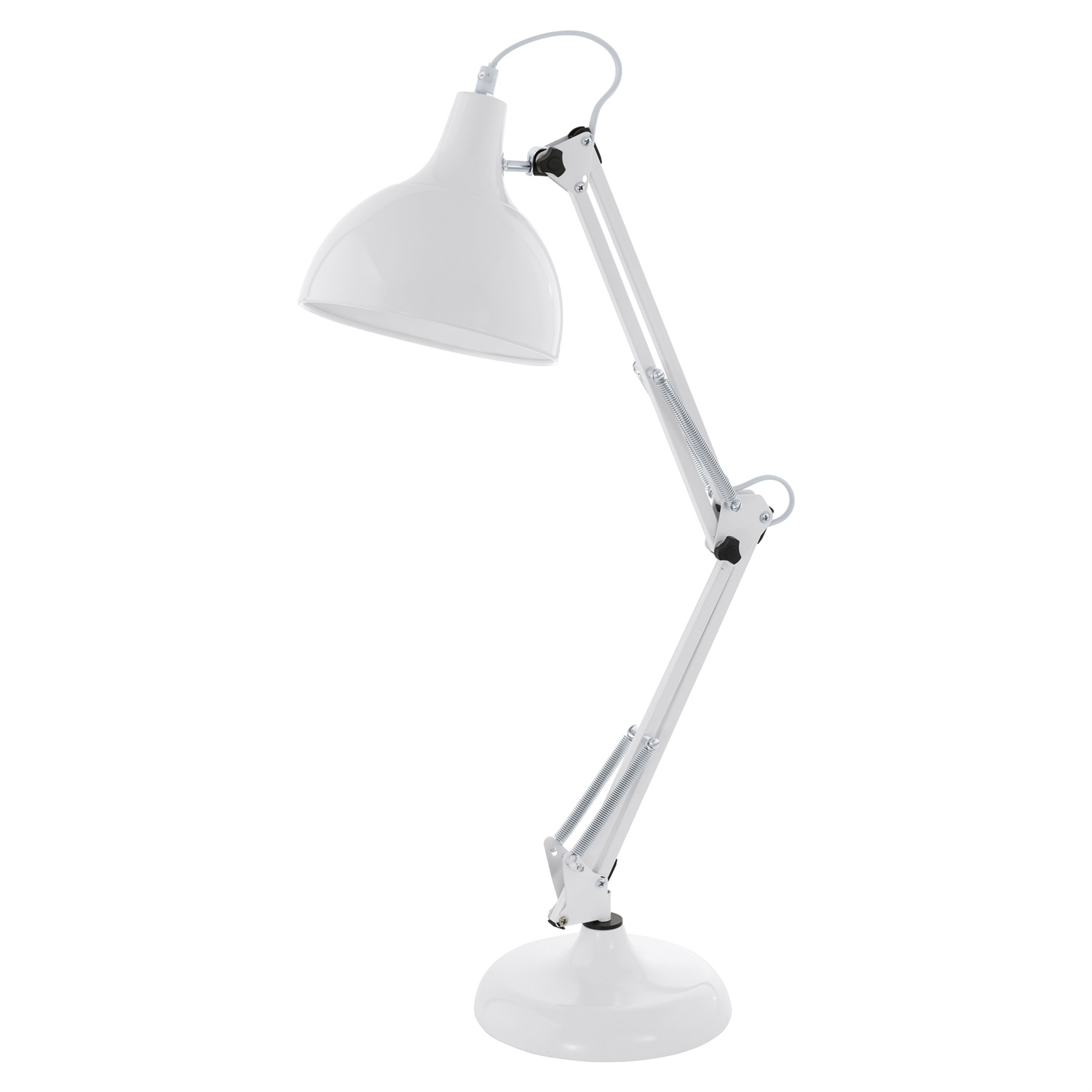 EGLO Borgillio Lampada da Tavolo Orientabile E27 Bianco in Metallo - Ideale per Lettura