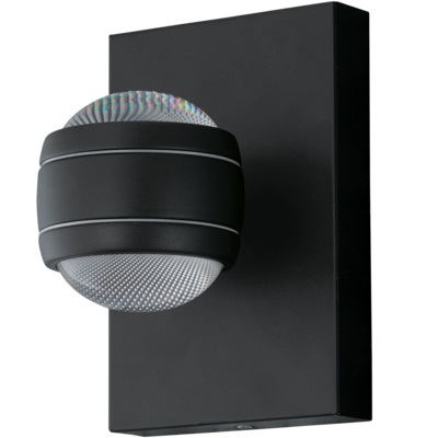 EGLO Sesimba Lampada da Parete a LED per Esterni, 2 Luci, Acciaio e Plastica, Colore Nero, IP44, Bianco Caldo, 559 Lumen