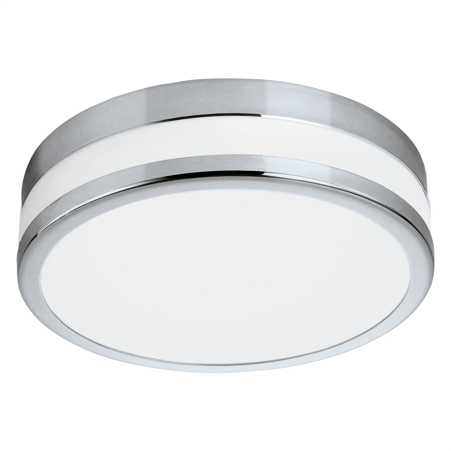 EGLO Lampada da Soffitto a LED Palermo Ø 22.5 cm, IP44, Acciaio e Vetro Satinato, 1100 lm, Non Dimmerabile