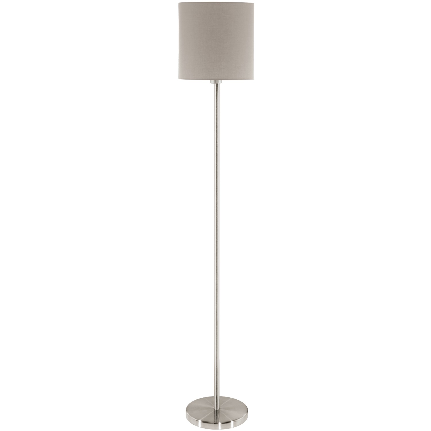 EGLO PASTERI Lampada da Terra in Tessuto Tortora e Grigio Taupe, Piantana con Montatura in Acciaio Satinato, E27, Interruttore a Pedale