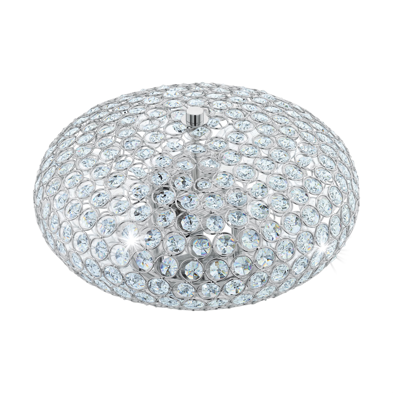 Eglo Clemente Plafoniera in Acciaio Cromato con Paralume Bianco, 60 W, 2 Luci E27, Diametro 35 cm