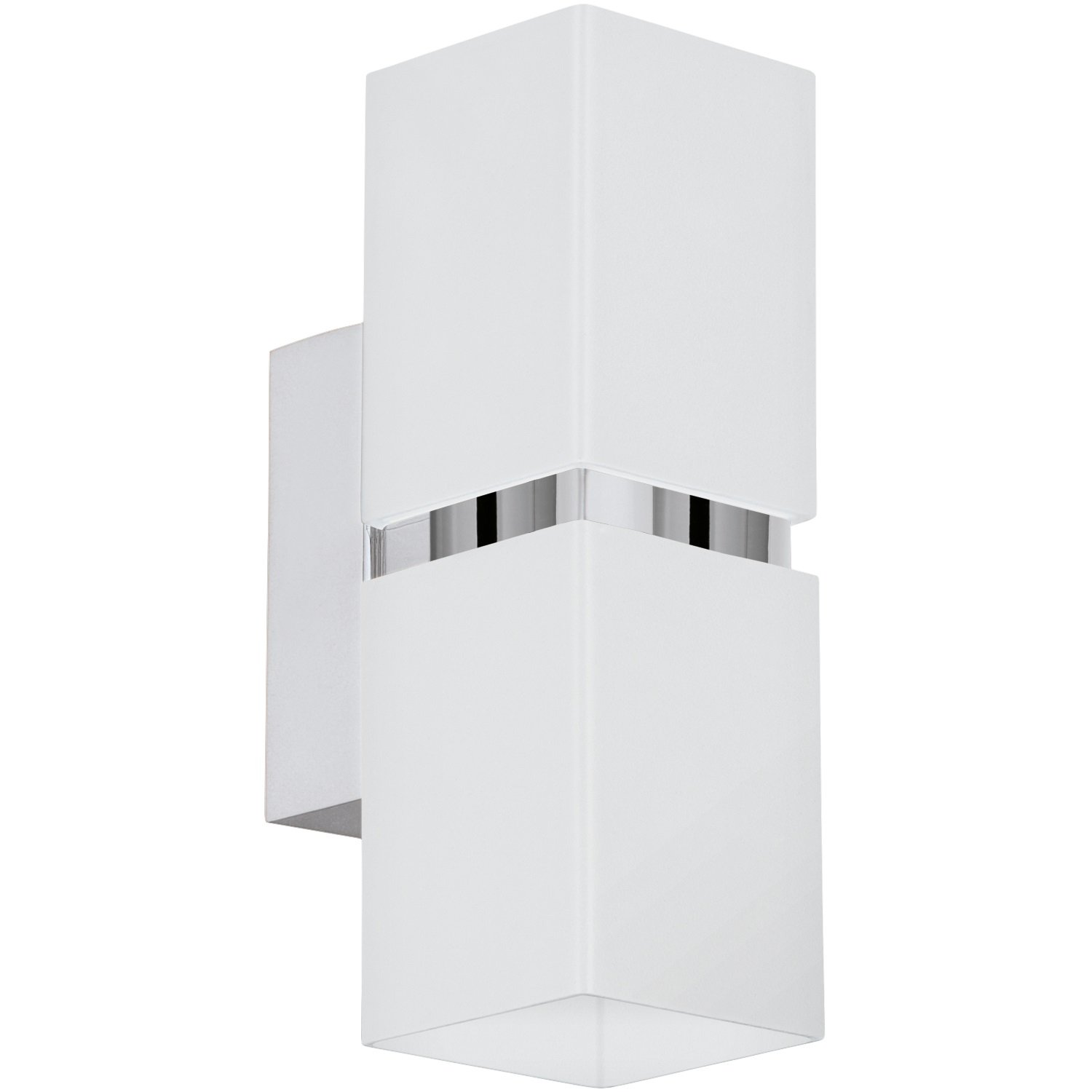 EGLO Passa Lampada da Parete LED a 2 Luci in Metallo Bianco e Cromo con Diffusore Superiore e Inferiore, Attacco GU10