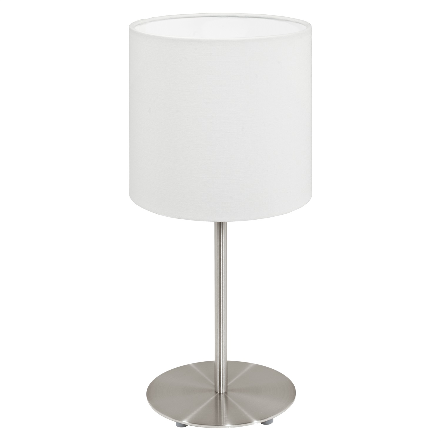 EGLO Pasteri Lampada da Tavolo in Tessuto Bianco, Altezza 27.5 cm, Attacco E14, Acciaio Satinato