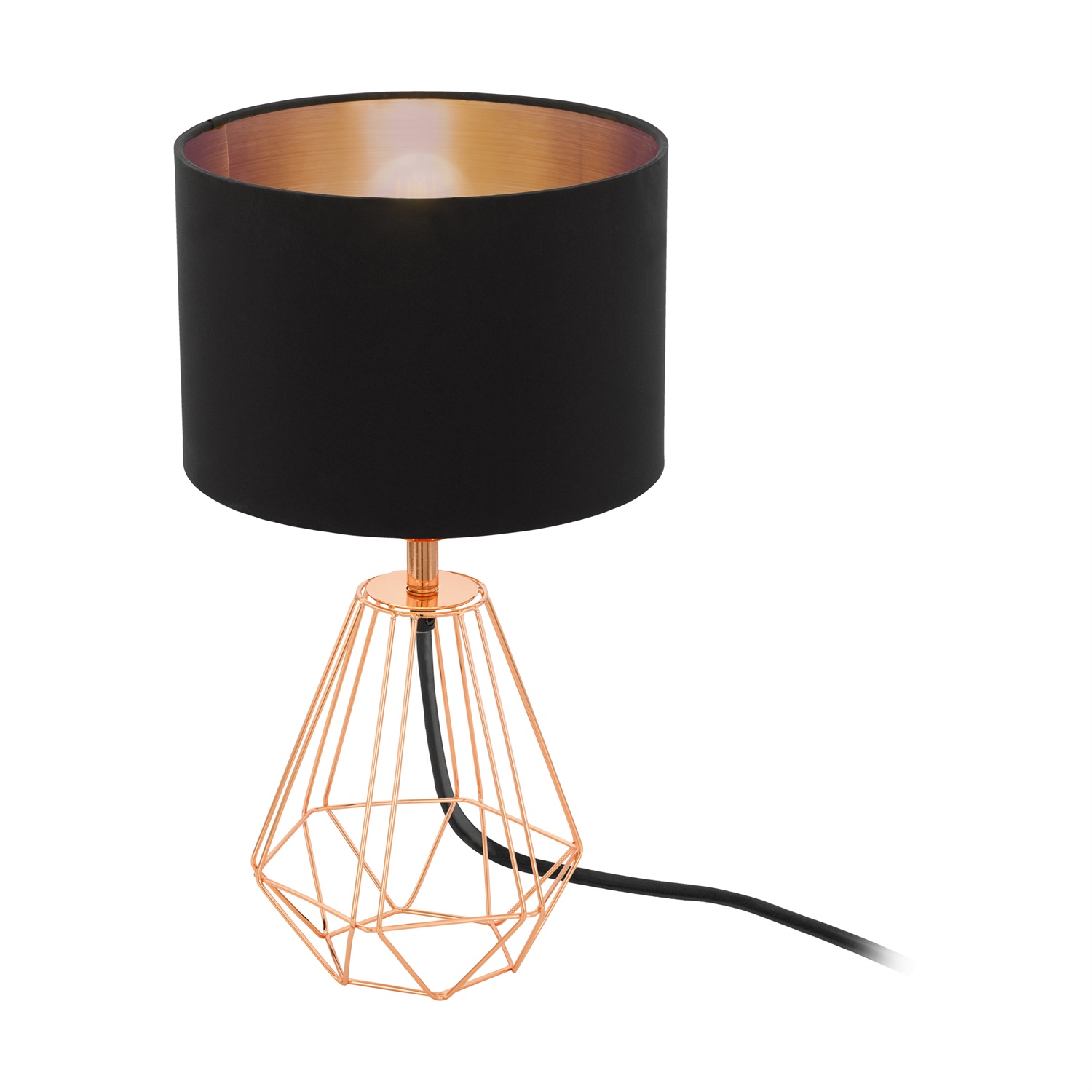 EGLO Carlton 2 Lampada da Tavolo Vintage in Rame e Nero, Forma Geometrica a Diamante, E14, Interruttore Incluso