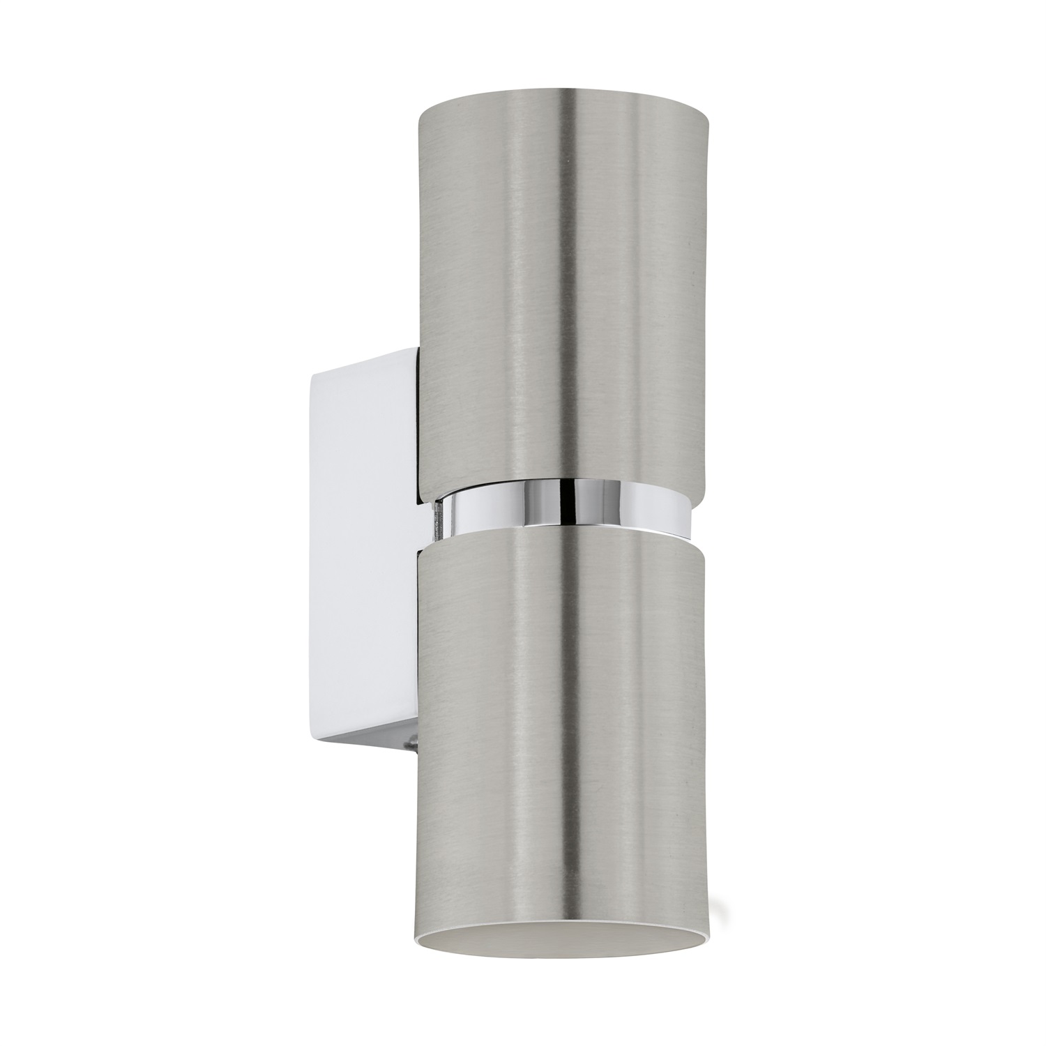 EGLO Passa Lampada da Parete GU10 6.6 W in Acciaio Nichel Opaco e Cromato, 2 Luci, Dimensioni 6x17 cm