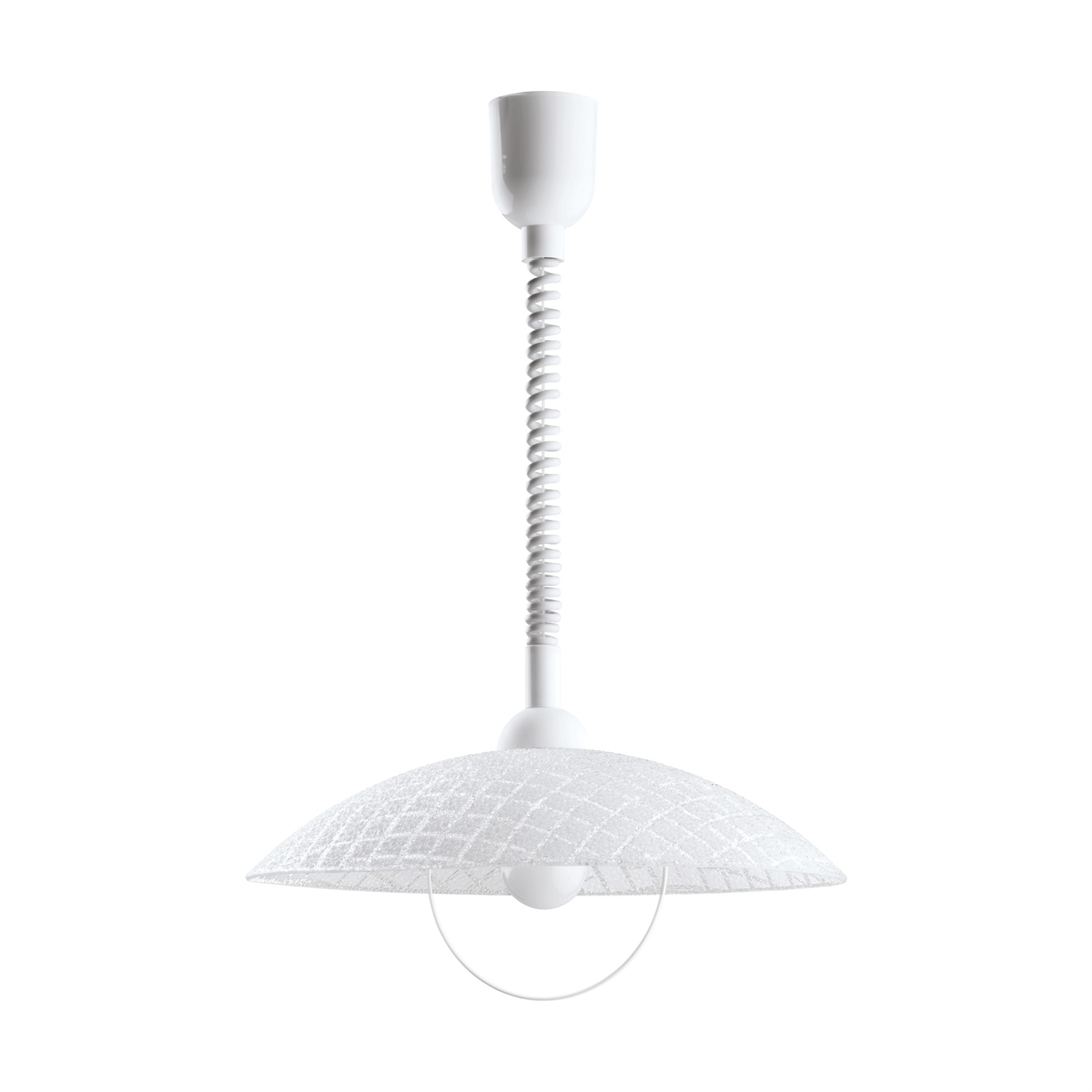 Eglo Alvez Lampada a Sospensione Regolabile in Altezza, 1 Luce, Attacco E27, Plastica e Vetro Bianco, Design Classico