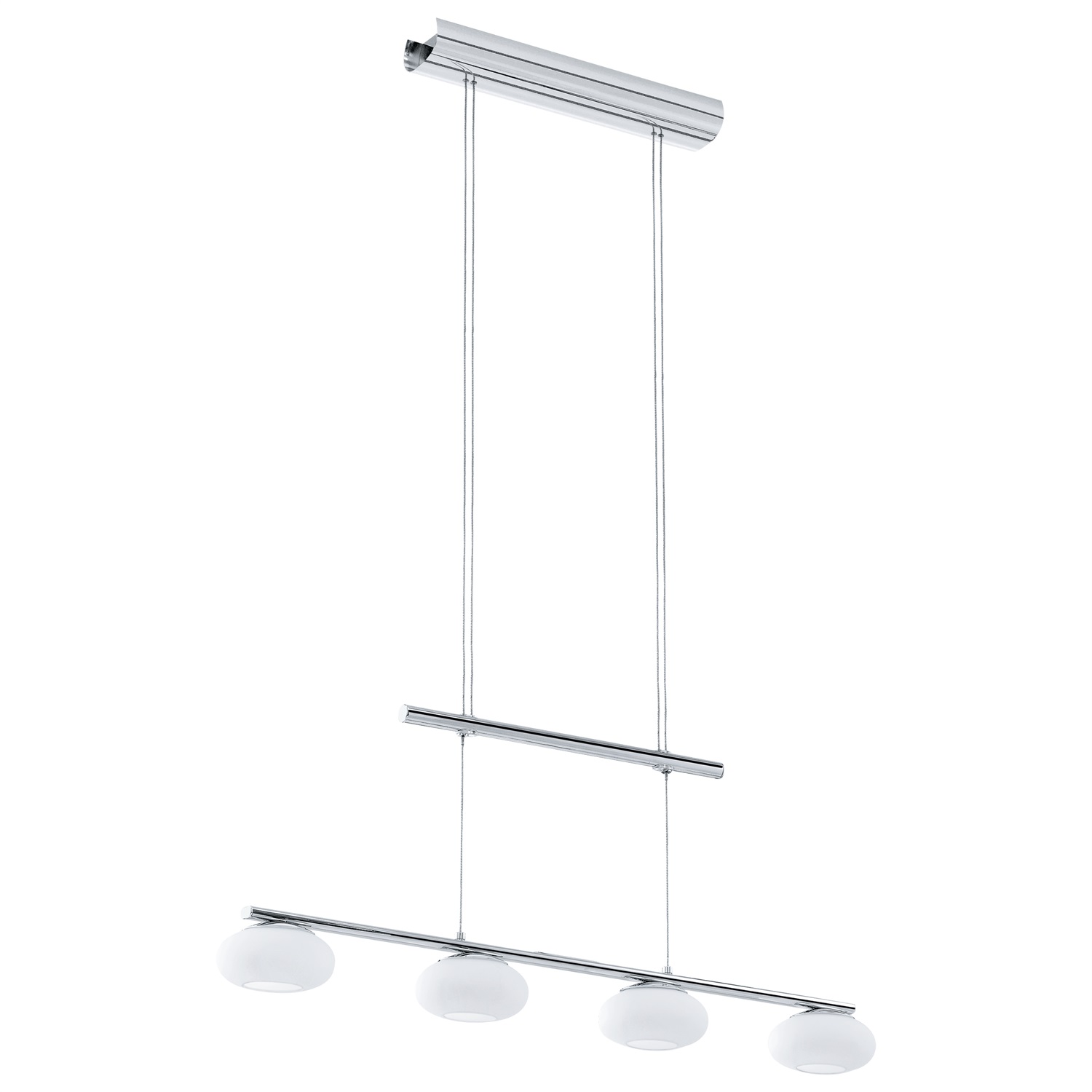 EGLO Aleandro 1 Lampada a Sospensione LED Dimmerabile con 4 Luci in Metallo Cromato e Vetro Bianco