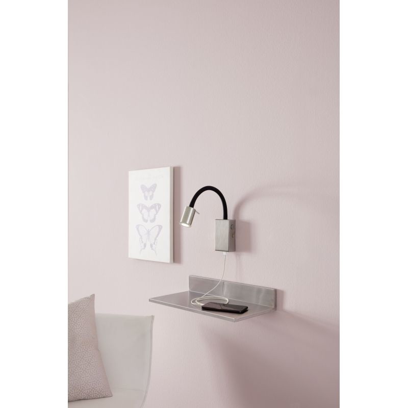 EGLO Tazzoli Lampada da Parete LED 3.5W, Acciaio Nichel Opaco e Nero, 380 Lumen, Dimensioni 6.5x30 cm