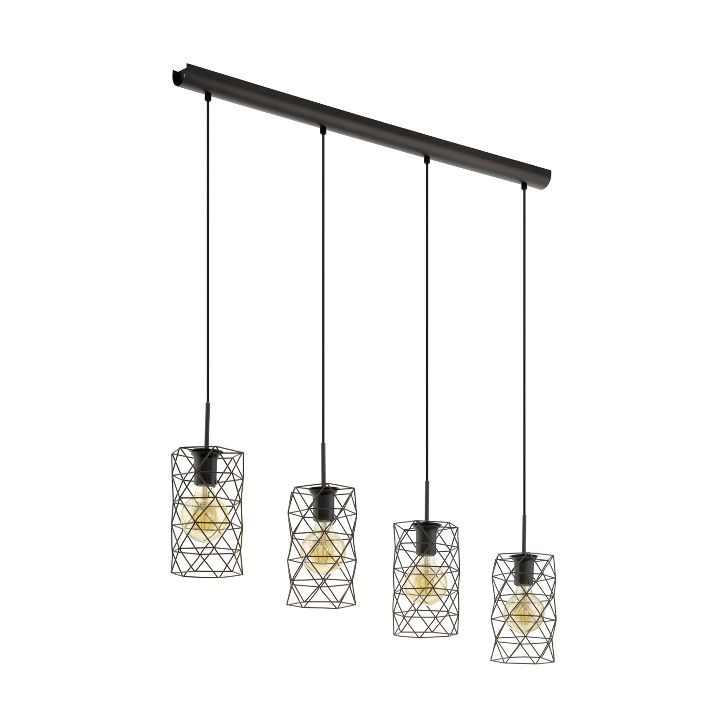 Eglo Estevau Lampada a Sospensione in Acciaio Marrone, 60 W, E27, 4 Luci, Dimensioni 27x37.5 cm, Protezione IP44