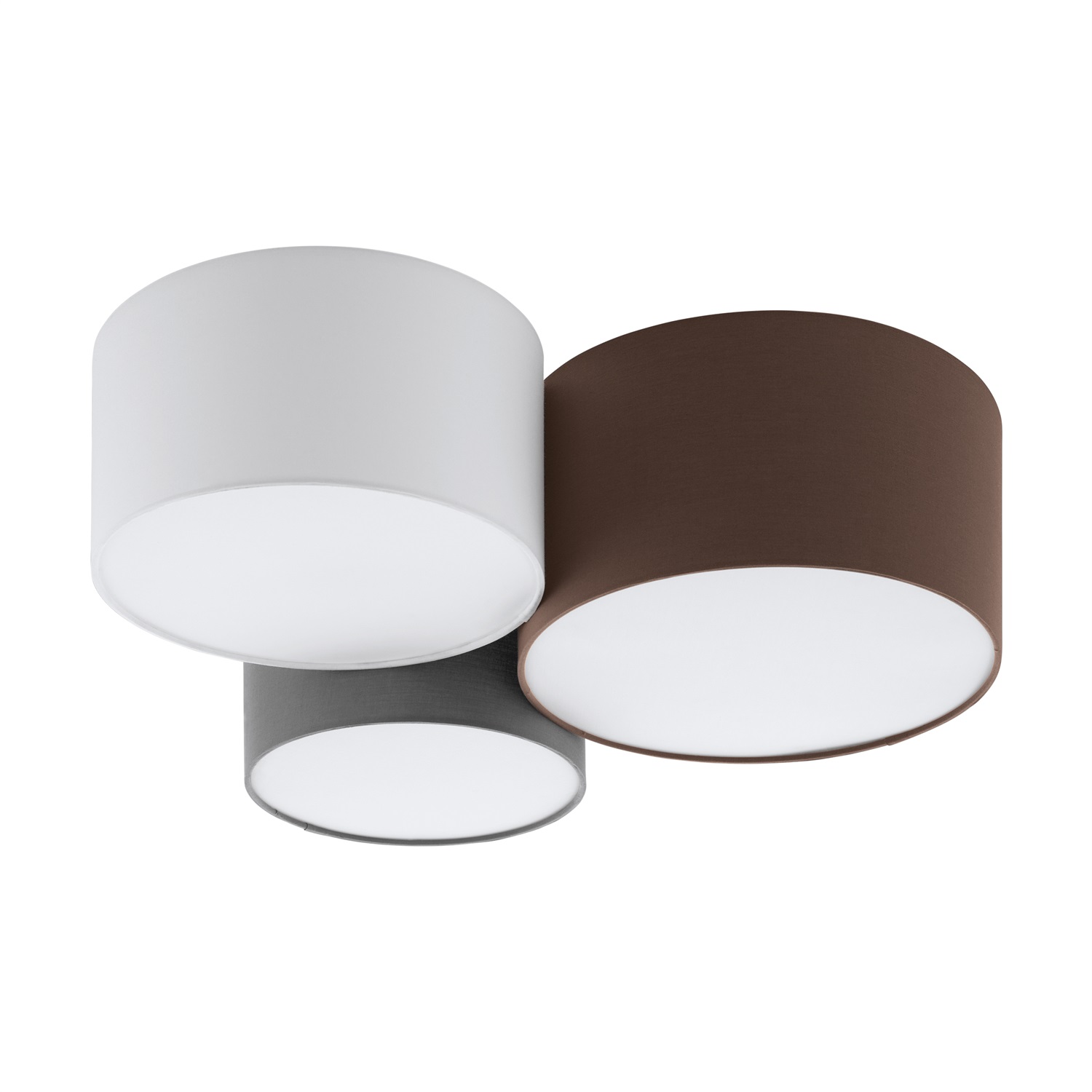 EGLO Plafoniera Pastore a 3 luci in tessuto - Acciaio e Tessuto, Bianco-Grigio-Tortora, E27, Diametro 61 cm